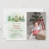 Elegante Waterverf kerstboom verjaardagsfeestje Kaart (Voorkant)