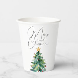 Elegante Waterverf kerstboom Vrolijk kerstfeest Papieren Bekers