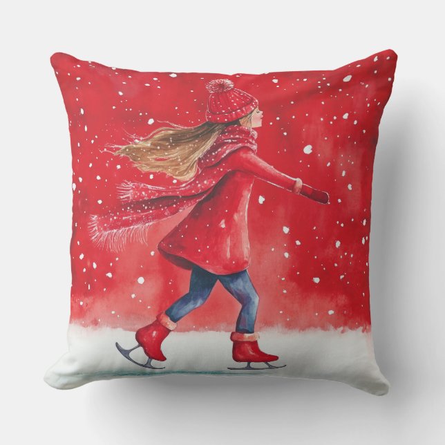 Elegante Waterverf kerstboomkussen Kussen (Voorkant)