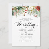 Elegante Waterverf Kerstbruiloft Kaart (Voorkant)