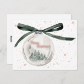 Elegante Waterverf kerstbubbel Feestdagenkaart (Voorkant / Achterkant)