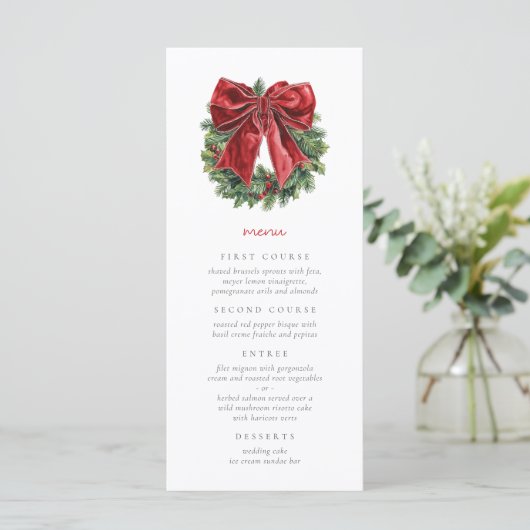 Elegante Waterverf kerstfeest Menu (Staand voorkant)