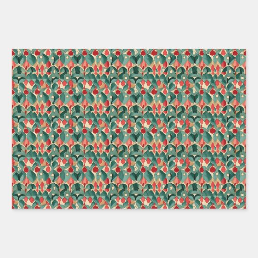 Elegante Waterverf Kerstgenot Inpakpapier Vel (Voorkant 2)