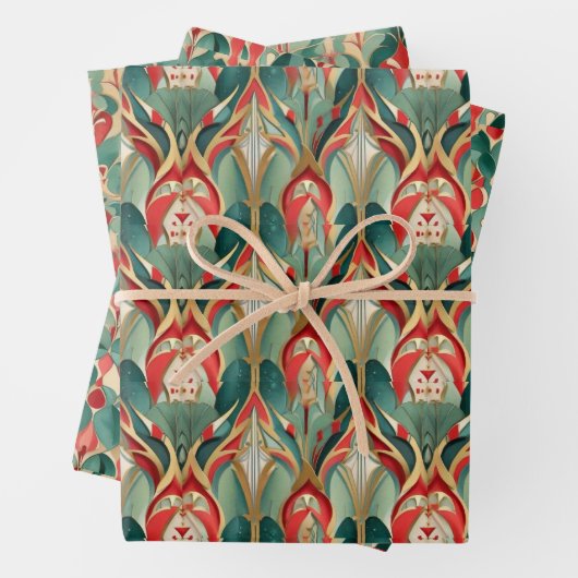 Elegante Waterverf Kerstgenot Inpakpapier Vel (In situ)