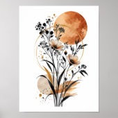 Elegante Waterverf Kersthartsticker met R Poster (Voorkant)
