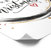 Elegante Waterverf Kersthartsticker met R Poster (Hoek)