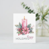 Elegante Waterverf kerstkaars Feestdagenkaart (Staand voorkant)