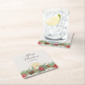 Elegante Waterverf kerstkaars & poinsettia Kartonnen Onderzetters (Insitu)