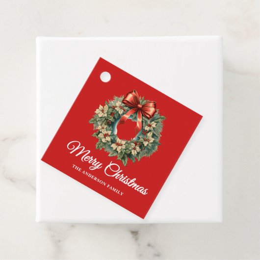 Elegante Waterverf Kerstkrans Bedankjes Labels (In situ)