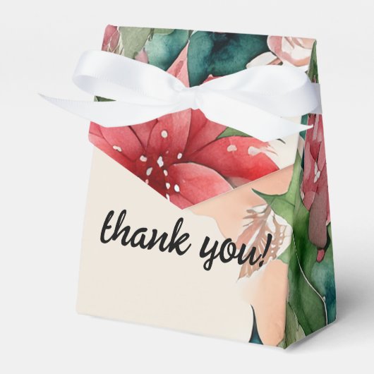 Elegante Waterverf kerstkrans bruiloft Bedankdoosjes (Voorkant Zijde)