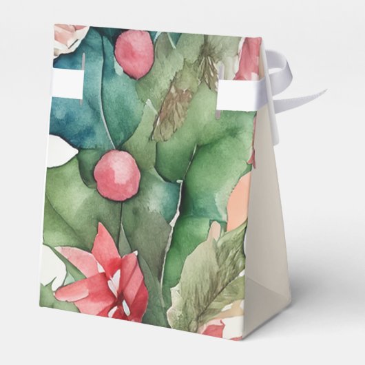 Elegante Waterverf kerstkrans bruiloft Bedankdoosjes (Achterkant)