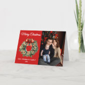 Elegante Waterverf kerstkrans foto Feestdagen Kaart (Voorkant)