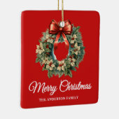 Elegante Waterverf Kerstkrans Keramisch Ornament (Rechts)