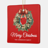 Elegante Waterverf Kerstkrans Keramisch Ornament (Links)