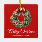 Elegante Waterverf Kerstkrans Keramisch Ornament (Voorkant)