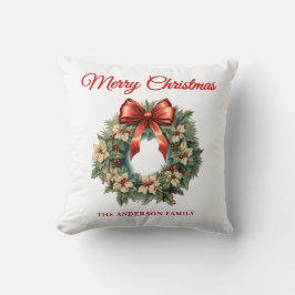 Elegante Waterverf Kerstkrans Kussen