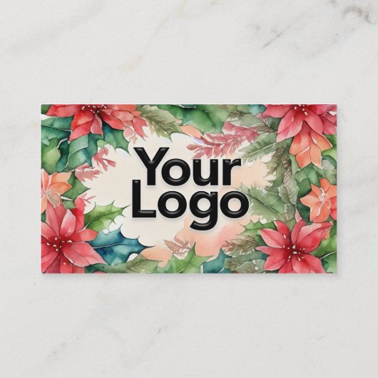 Elegante Waterverf Kerstkrans QR-code Informatiekaartje (Achterkant)