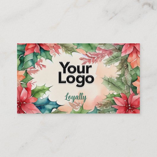 Elegante Waterverf Kerstkrans QR-code Informatiekaartje (Achterkant)