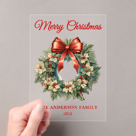 Elegante Waterverf kerstkrans vakantie Acryl Uitnodigingen