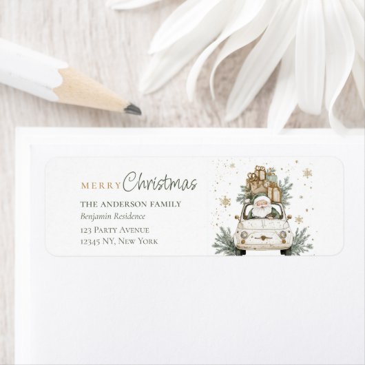Elegante waterverf Kerstman cadeaus Kerstmis Etiket (Insitu)