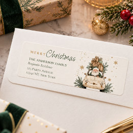 Elegante waterverf Kerstman cadeaus Kerstmis Etiket
