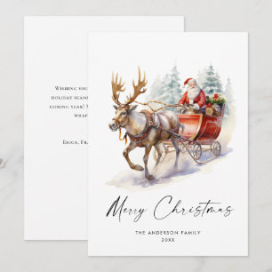 Elegante Waterverf Kerstman Kersthert Feestdagenkaart