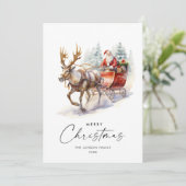 Elegante Waterverf Kerstman Kersthert Feestdagenkaart (Staand voorkant)