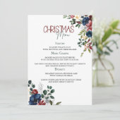 Elegante Waterverf Kerstmenu Kaart (Staand voorkant)