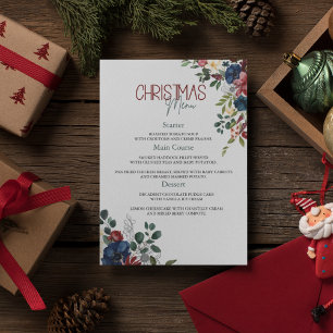 Elegante Waterverf Kerstmenu Kaart