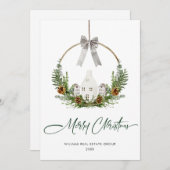 Elegante Waterverf Kerstmis Compositie Corporate Feestdagenkaart (Voorkant / Achterkant)