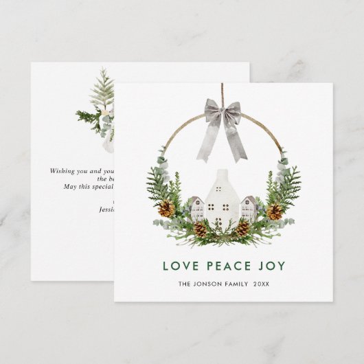 Elegante Waterverf Kerstmis Compositie Groet Feestdagenkaart (Voorkant / Achterkant)