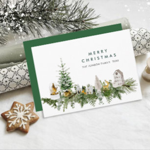 Elegante Waterverf Kerstmis Compositie Groet Feestdagenkaart
