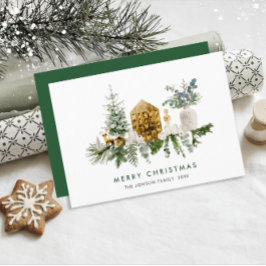 Elegante Waterverf Kerstmis Compositie Groet Feestdagenkaart