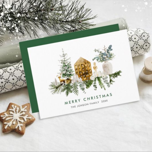 Elegante Waterverf Kerstmis Compositie Groet Feestdagenkaart