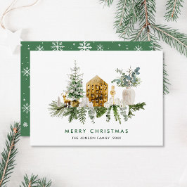 Elegante Waterverf Kerstmis Compositie Groet Feestdagenkaart