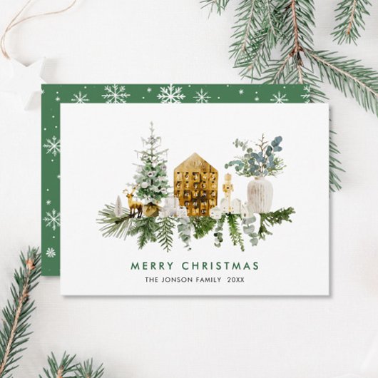 Elegante Waterverf Kerstmis Compositie Groet Feestdagenkaart