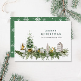 Elegante Waterverf Kerstmis Compositie Groet Feestdagenkaart