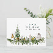 Elegante Waterverf Kerstmis Compositie Groet Feestdagenkaart (Staand voorkant)