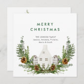 Elegante Waterverf Kerstmis Compositie Groet Feestdagenkaart (Voorkant / Achterkant)