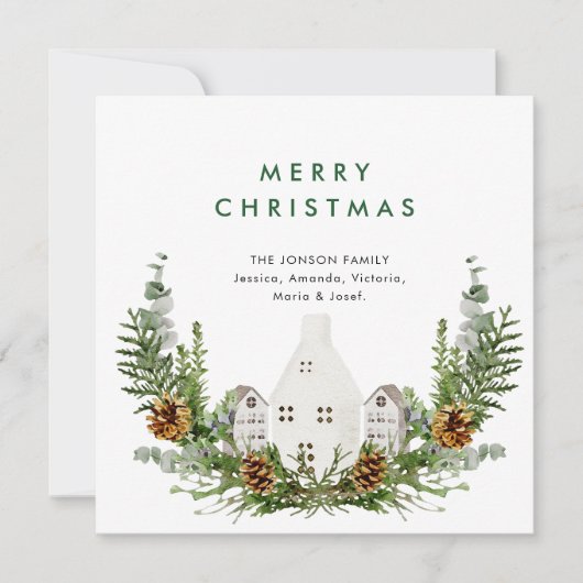 Elegante Waterverf Kerstmis Compositie Groet Feestdagenkaart (Voorkant)