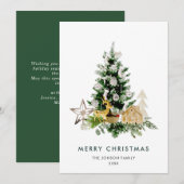 Elegante Waterverf Kerstmis dennenboom groet Feestdagenkaart (Voorkant / Achterkant)