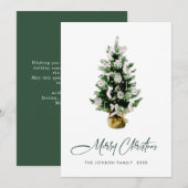Elegante Waterverf Kerstmis dennenboom groet Feestdagenkaart (Voorkant / Achterkant)