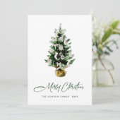 Elegante Waterverf Kerstmis dennenboom groet Feestdagenkaart (Staand voorkant)