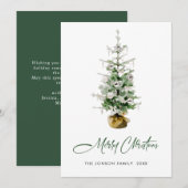 Elegante Waterverf Kerstmis dennenboom groet Feestdagenkaart (Voorkant / Achterkant)