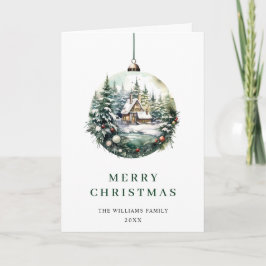 Elegante Waterverf Kerstmis Ornament Groet Feestdagen Kaart