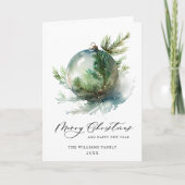 Elegante Waterverf Kerstmis Ornament Groet Feestdagen Kaart (Voorkant)