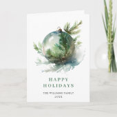 Elegante Waterverf Kerstmis Ornament Groet Feestdagen Kaart (Voorkant)
