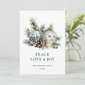 Elegante Waterverf Kerstmis Ornament Groet Feestdagenkaart (Staand voorkant)