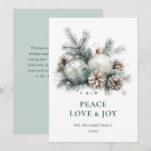 Elegante Waterverf Kerstmis Ornament Groet Feestdagenkaart (Voorkant / Achterkant)