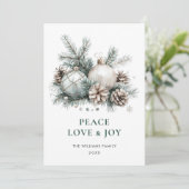 Elegante Waterverf Kerstmis Ornament Groet Feestdagenkaart (Staand voorkant)